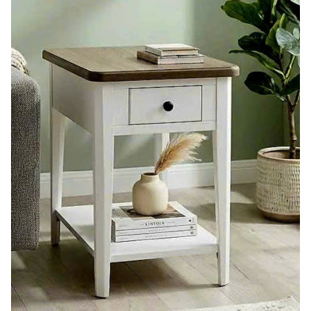 P2728-23 : Bàn Góc , Bàn Trang Trí - Màu Trắng + Nâu